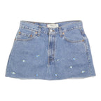 LEVI'S Womens Blue Denim Mini Cotton Skirt M Embroidered Floral Design