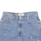 LEVI'S Womens Blue Denim Mini Cotton Skirt M Embroidered Floral Design