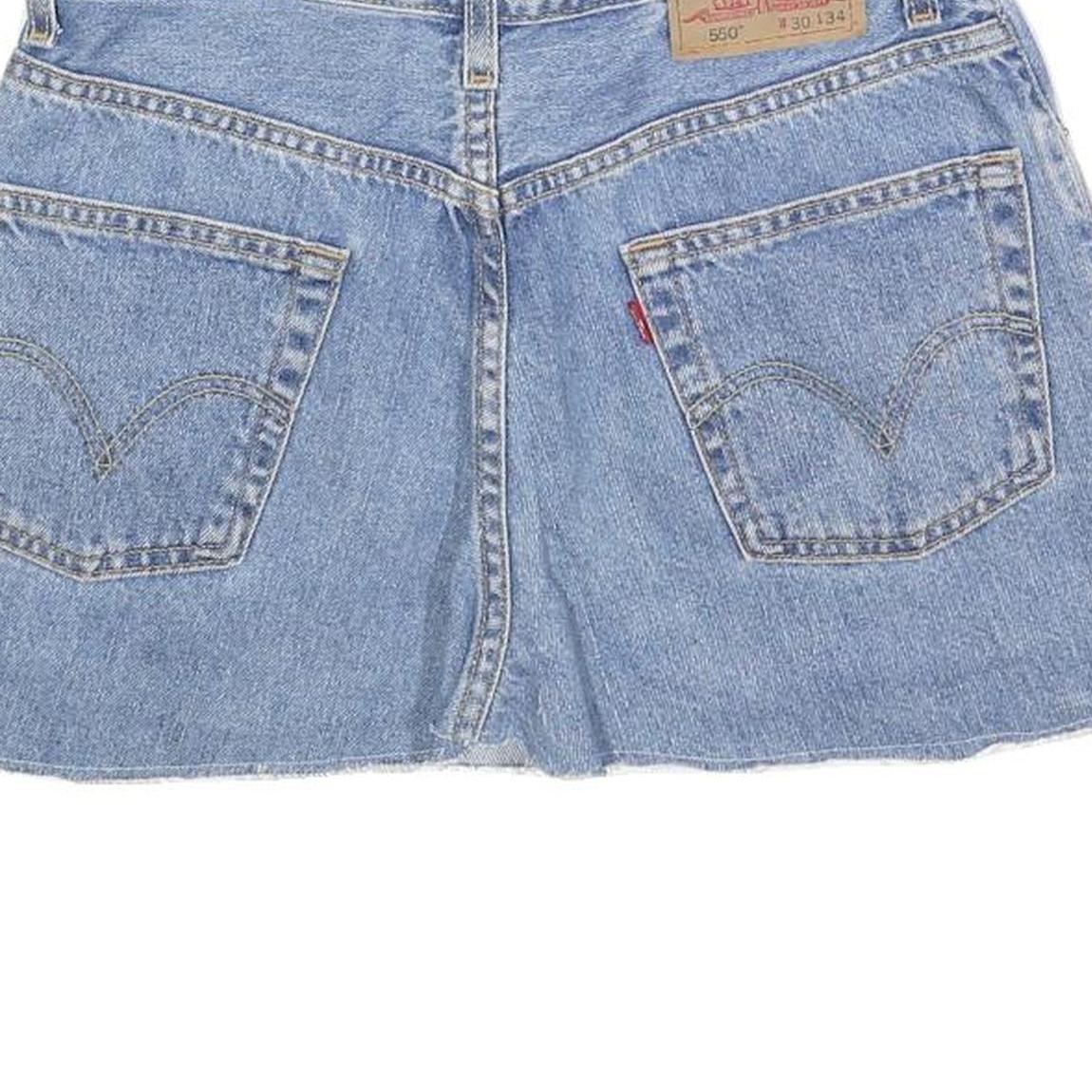 LEVI'S Womens Blue Denim Mini Cotton Skirt M Embroidered Floral Design