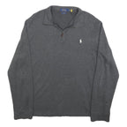 POLO RALPH LAUREN Mens Grey Pullover Plain Crew Neck Basic Knit L Cotton Jumper