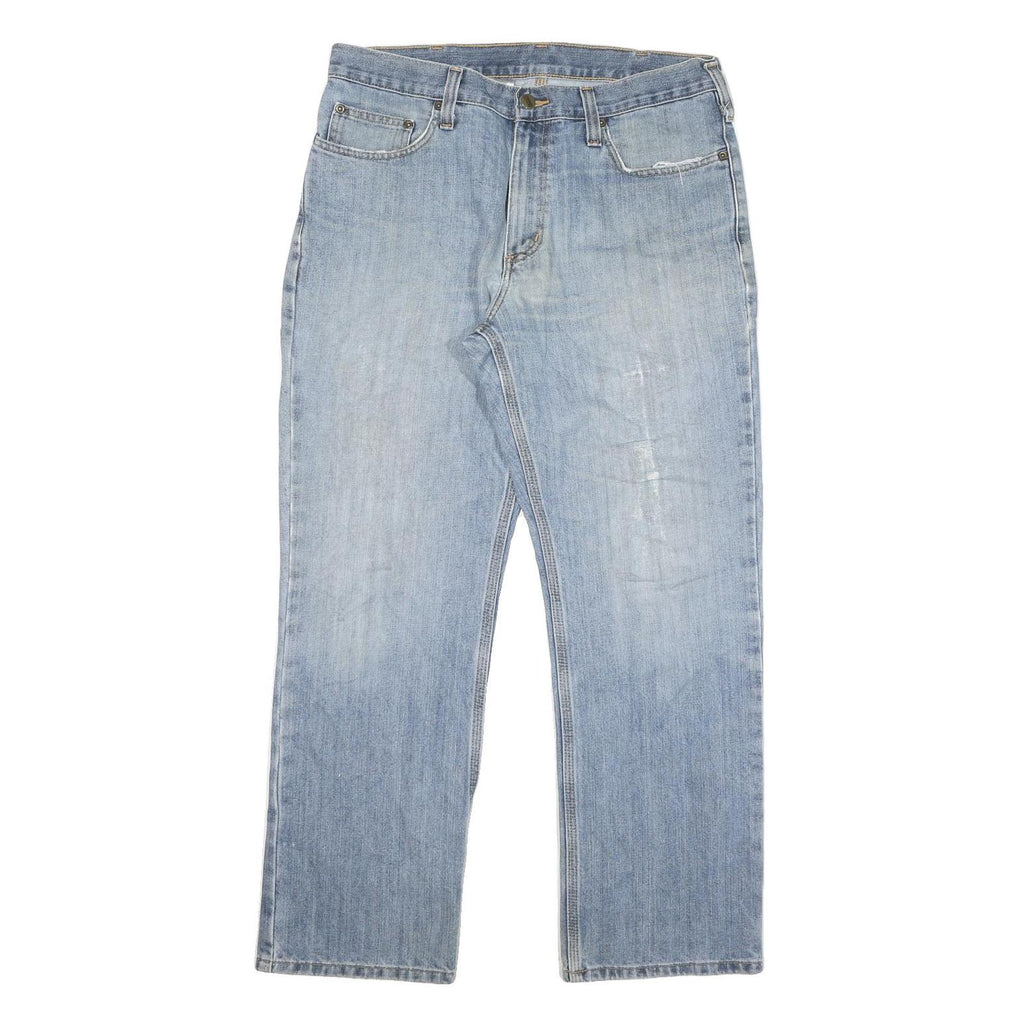 CARHARTT Mens Regular Fit Blue Denim Jeans W34 L28 Casual Workwear Zip Closure