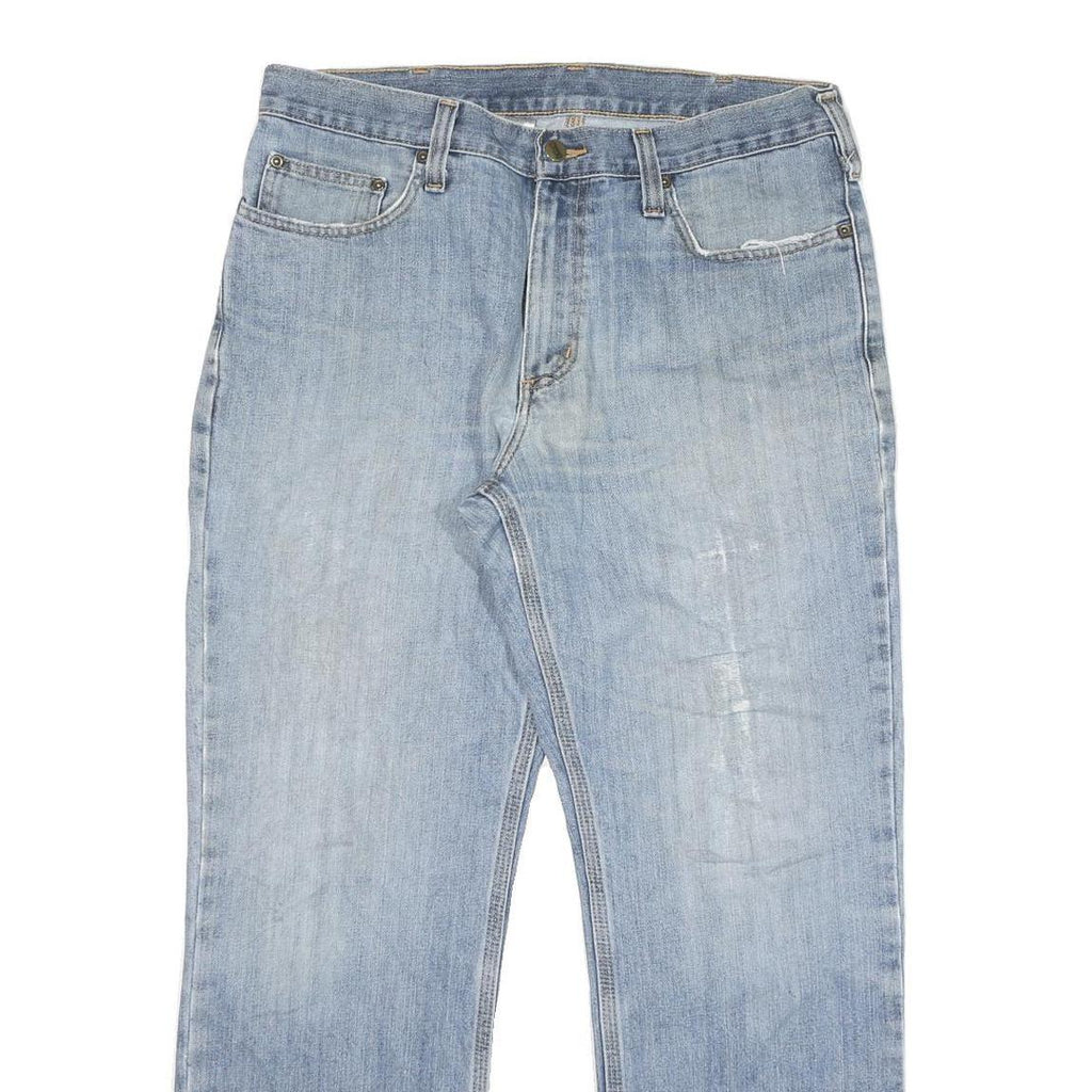 CARHARTT Mens Regular Fit Blue Denim Jeans W34 L28 Casual Workwear Zip Closure