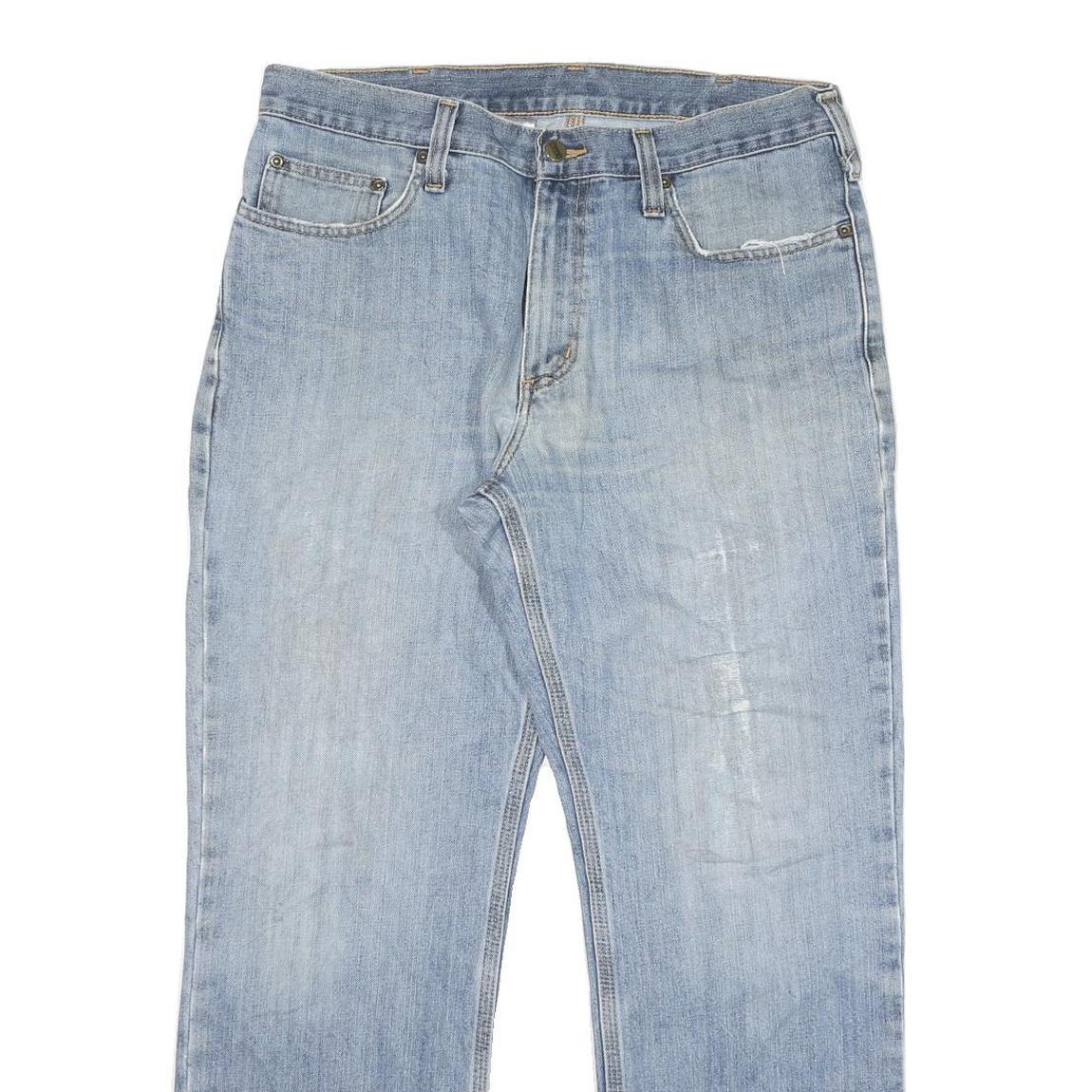 CARHARTT Mens Regular Fit Blue Denim Jeans W34 L28 Casual Workwear Zip Closure