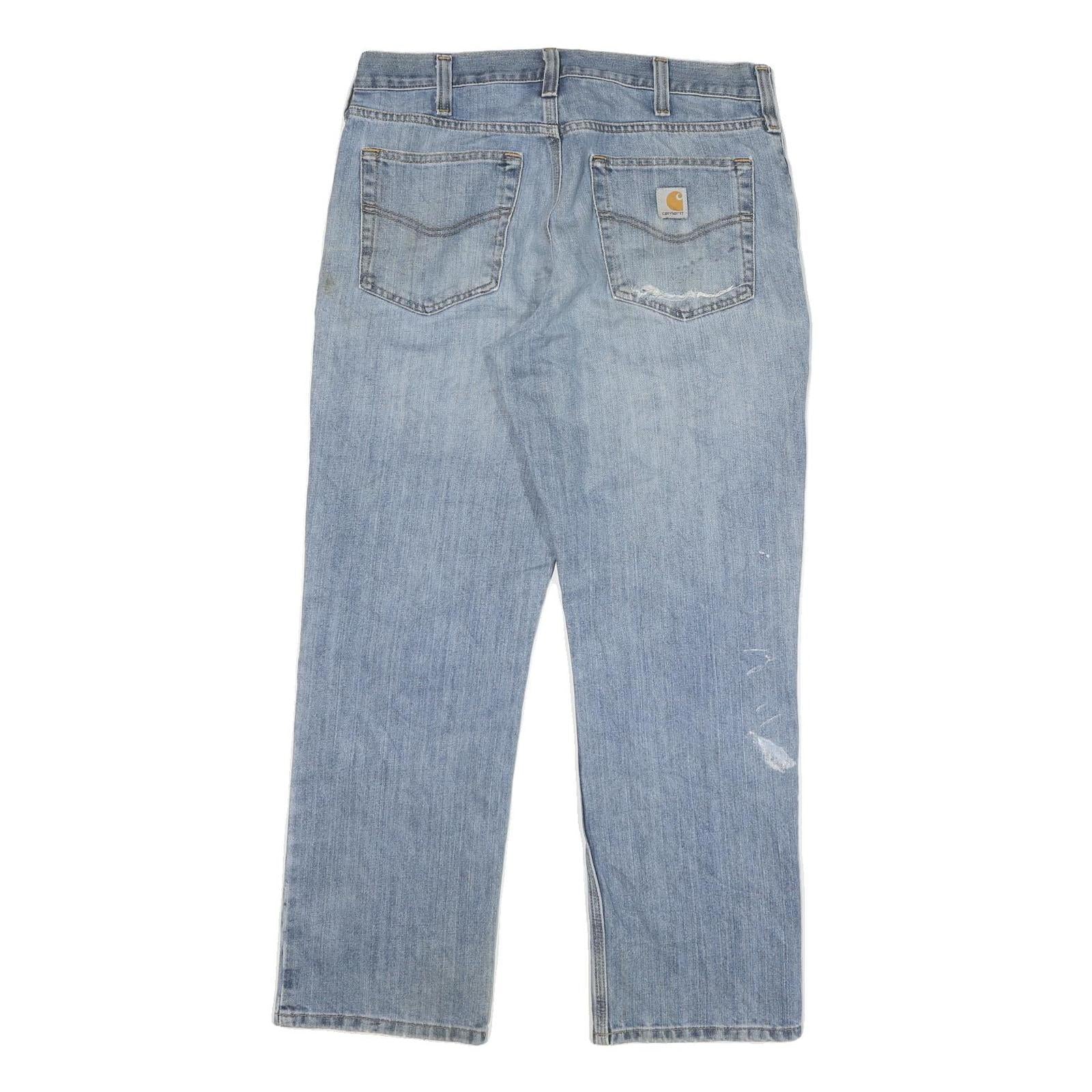 CARHARTT Mens Regular Fit Blue Denim Jeans W34 L28 Casual Workwear Zip Closure