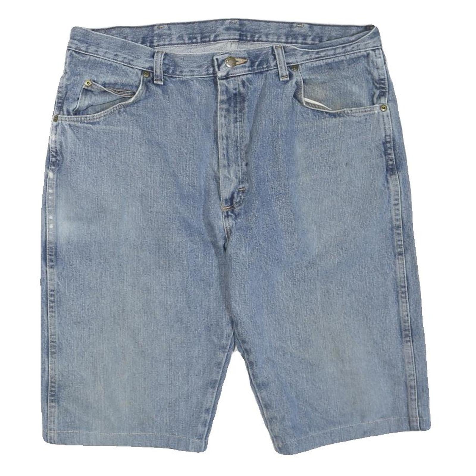 WRANGLER Mens Denim Blue Cotton Blend Casual Shorts L W36 Classic Fit