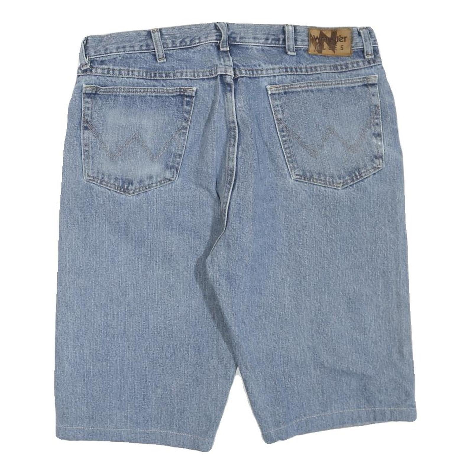 WRANGLER Mens Denim Blue Cotton Blend Casual Shorts L W36 Classic Fit