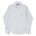 POLO RALPH LAUREN Mens White & Blue Stripe Shirt M Classic Fit Cotton