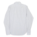 POLO RALPH LAUREN Mens White & Blue Stripe Shirt M Classic Fit Cotton