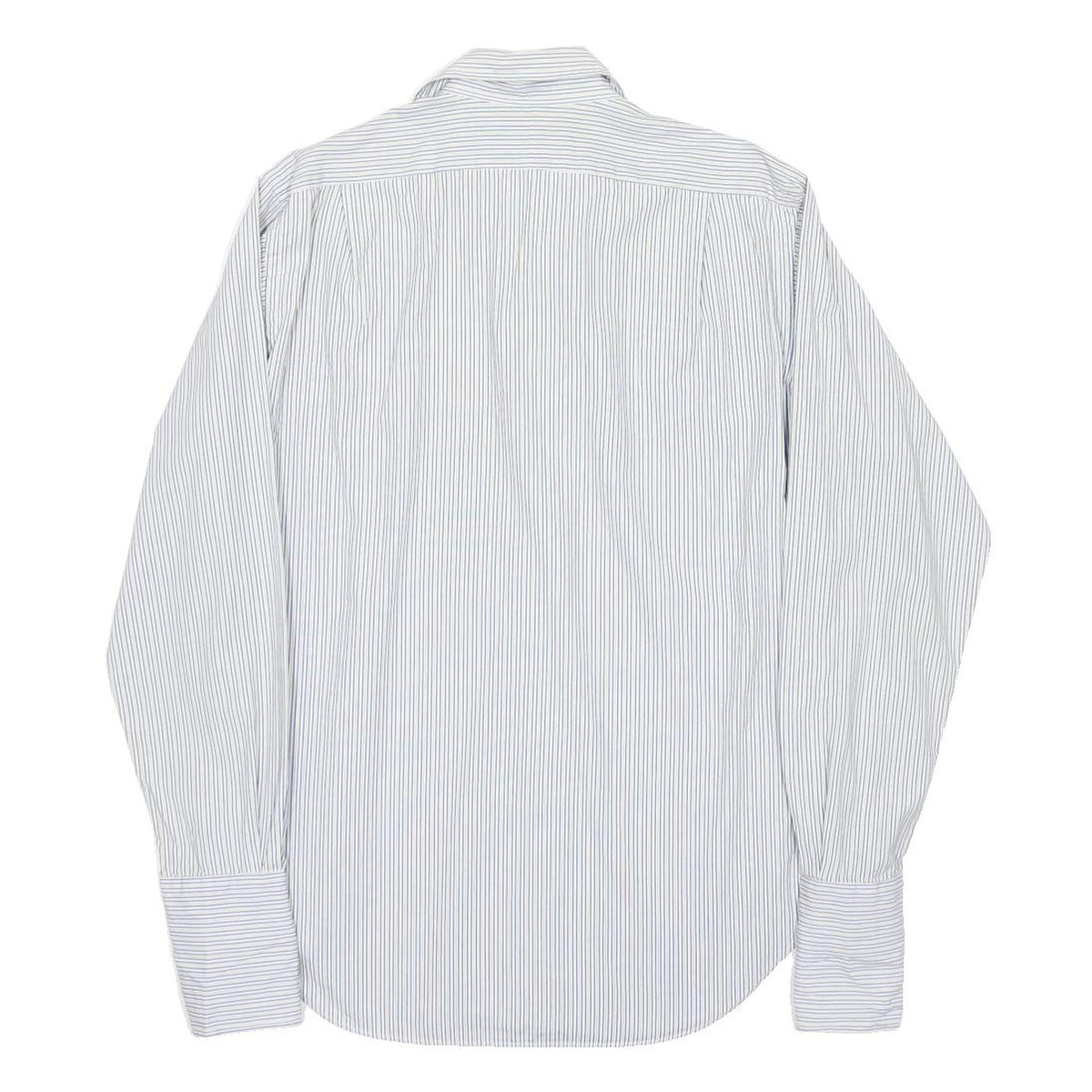 POLO RALPH LAUREN Mens White & Blue Stripe Shirt M Classic Fit Cotton