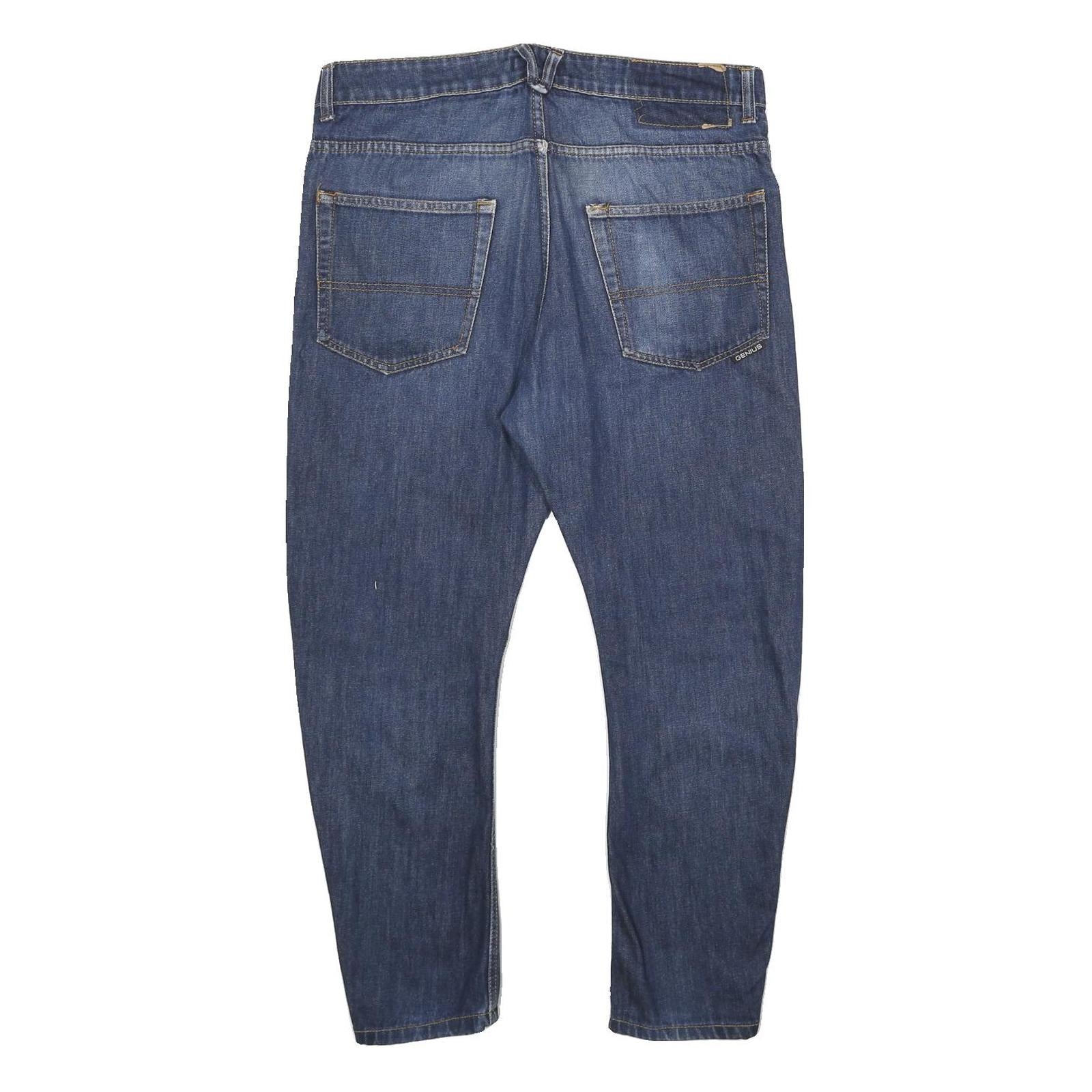 GENIUS Womens Jeans Blue Regular Straight Denim Medium W32 L25 Classic Cotton