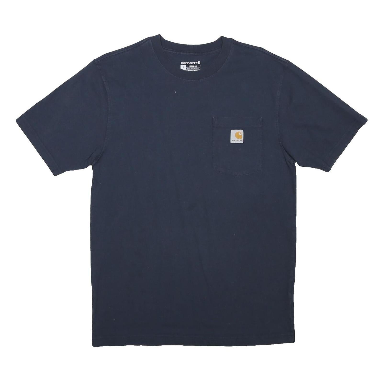 CARHARTT Mens Navy Blue Pocket T-Shirt S Short Sleeve Crew Neck Workwear