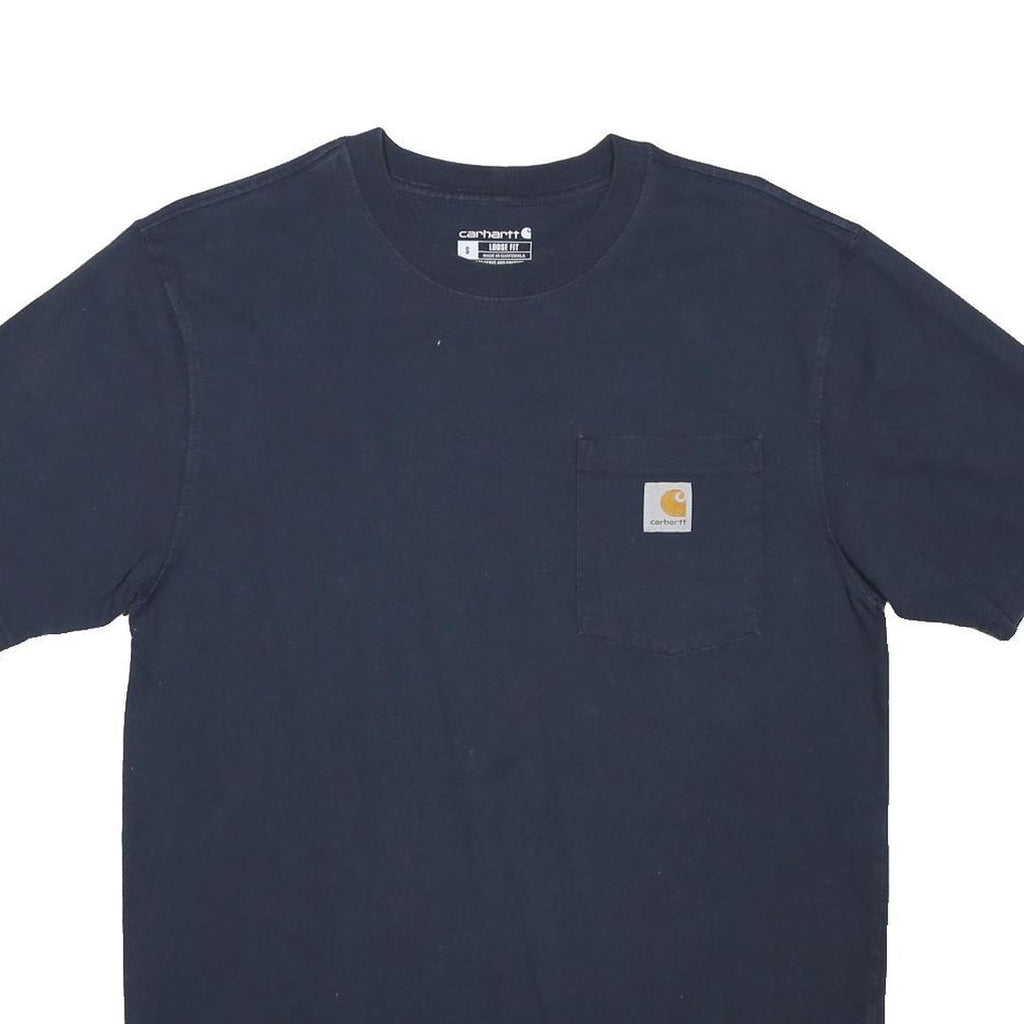 CARHARTT Mens Navy Blue Pocket T-Shirt S Short Sleeve Crew Neck Workwear