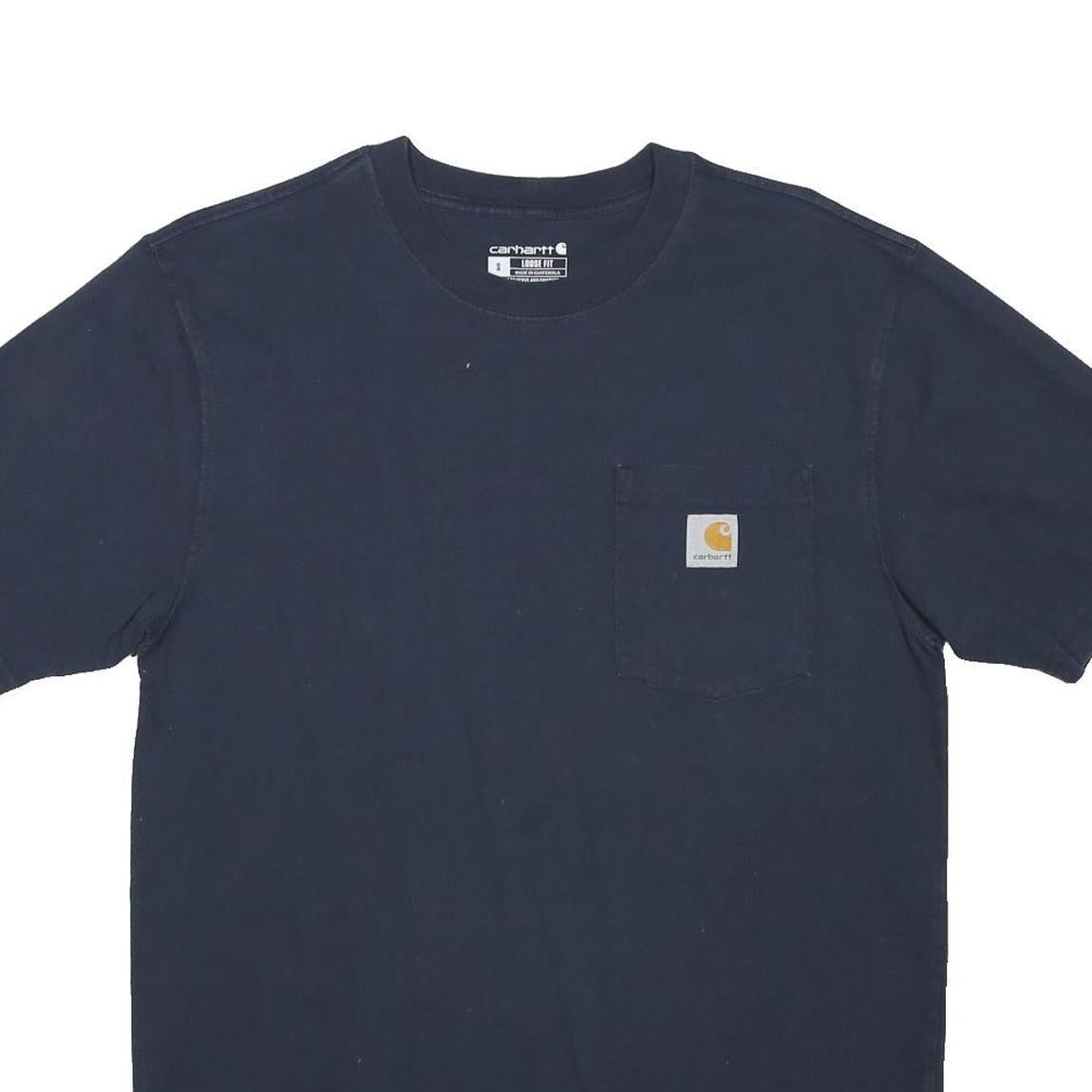 CARHARTT Mens Navy Blue Pocket T-Shirt S Short Sleeve Crew Neck Workwear