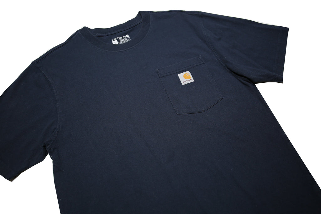 CARHARTT Mens Navy Blue Pocket T-Shirt S Short Sleeve Crew Neck Workwear