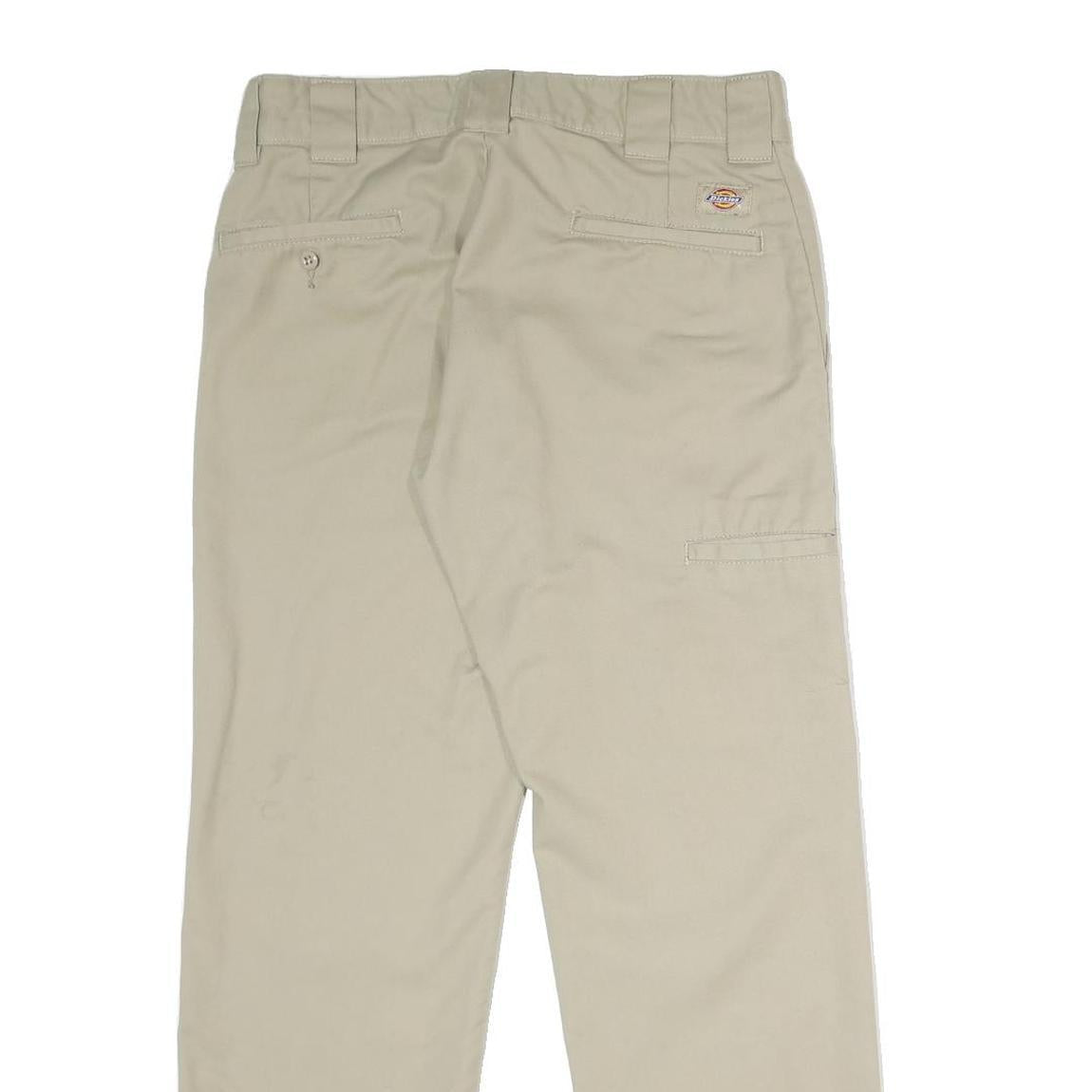 DICKIES Mens Polyester Blend Beige Slim Tapered Trousers W30 L30 Workwear