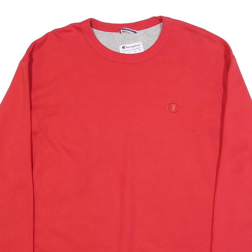 CHAMPION Mens Red Crew Neck L Cotton Blend Pullover Sweatshirt Classic Fit