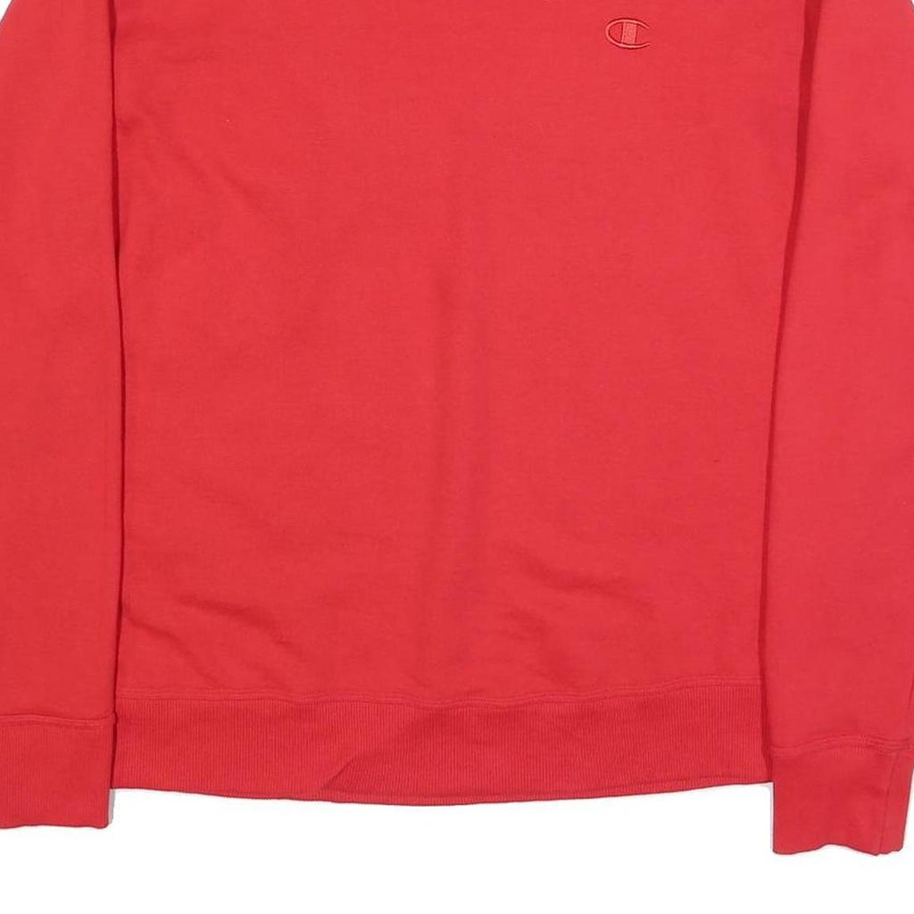 CHAMPION Mens Red Crew Neck L Cotton Blend Pullover Sweatshirt Classic Fit