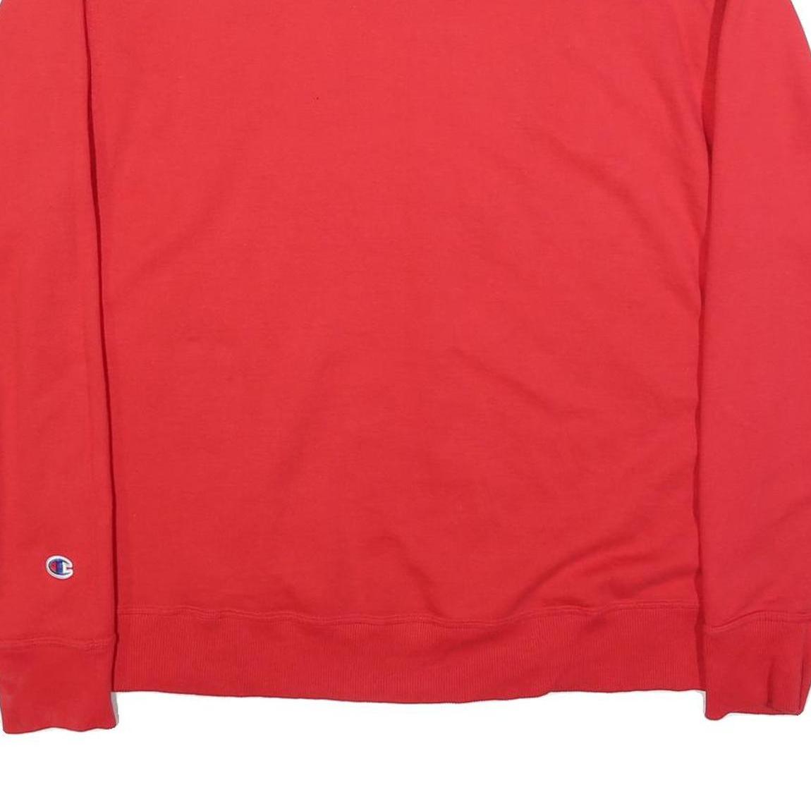 CHAMPION Mens Red Crew Neck L Cotton Blend Pullover Sweatshirt Classic Fit