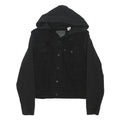 LEVI'S Womens Black Hooded Denim Jacket XL Cotton Blend Button Closure Casual