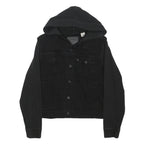 LEVI'S Womens Black Hooded Denim Jacket XL Cotton Blend Button Closure Casual