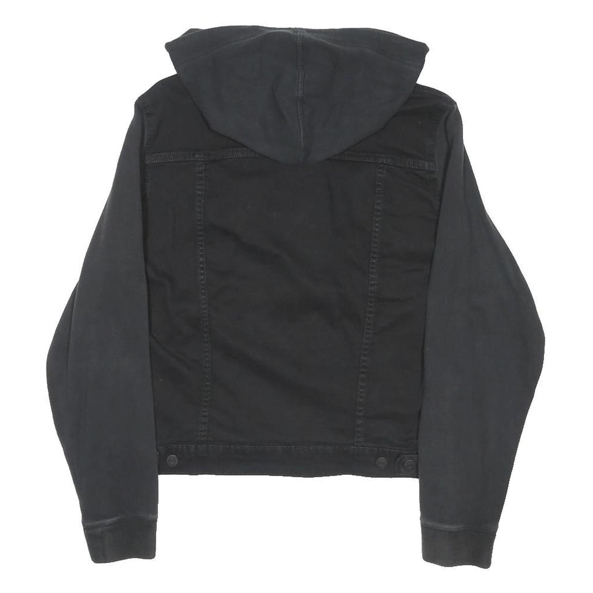 LEVI'S Womens Black Hooded Denim Jacket XL Cotton Blend Button Closure Casual