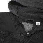 LEVI'S Womens Black Hooded Denim Jacket XL Cotton Blend Button Closure Casual