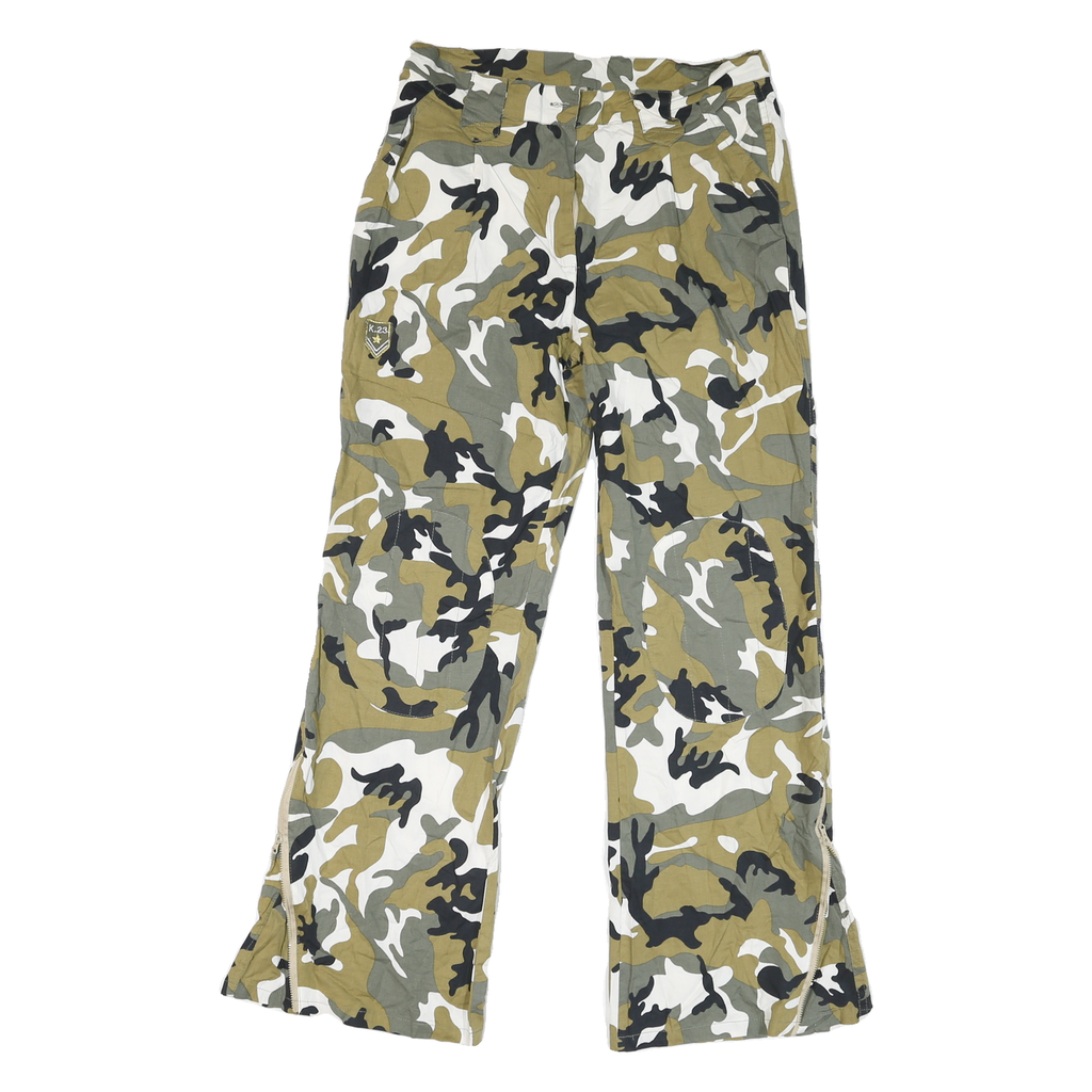 Womens Cotton Blend Camouflage Relaxed Straight Trousers W30 L28 Casual Fashion