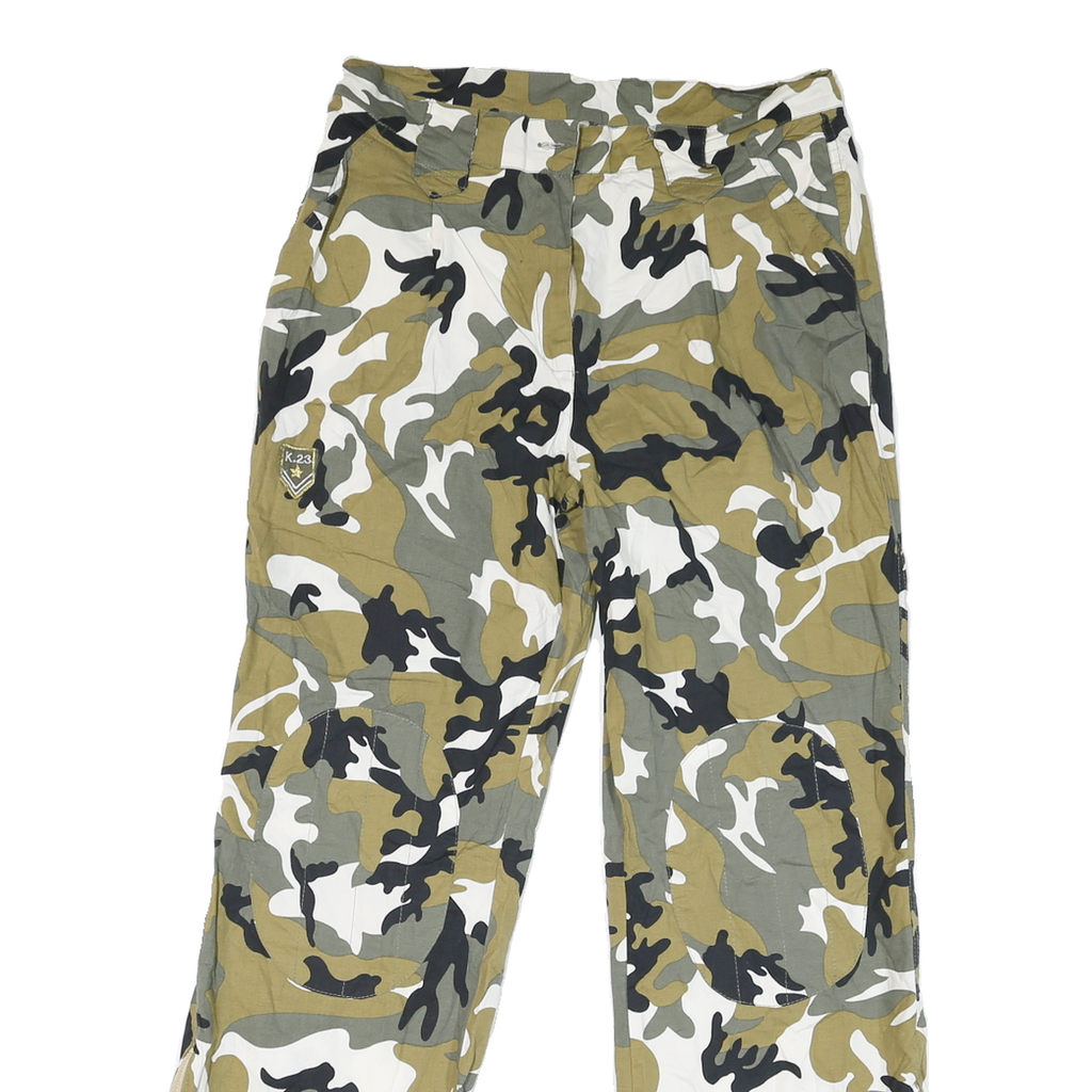 Womens Cotton Blend Camouflage Relaxed Straight Trousers W30 L28 Casual Fashion