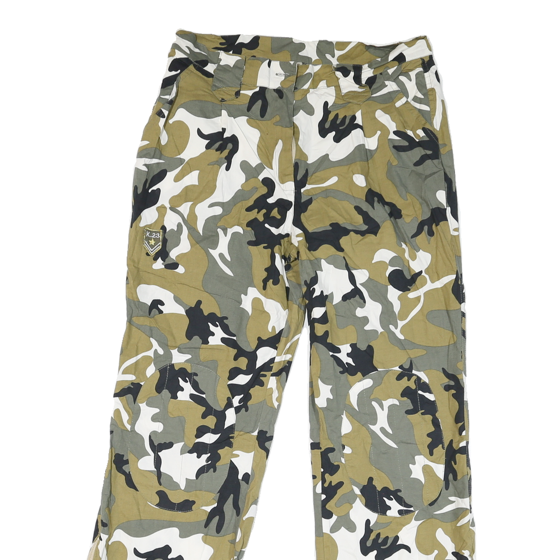 Womens Cotton Blend Camouflage Relaxed Straight Trousers W30 L28 Casual Fashion