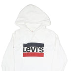 LEVI'S Mens White Pullover Hoodie S Cotton Blend Hooded Sweatshirt