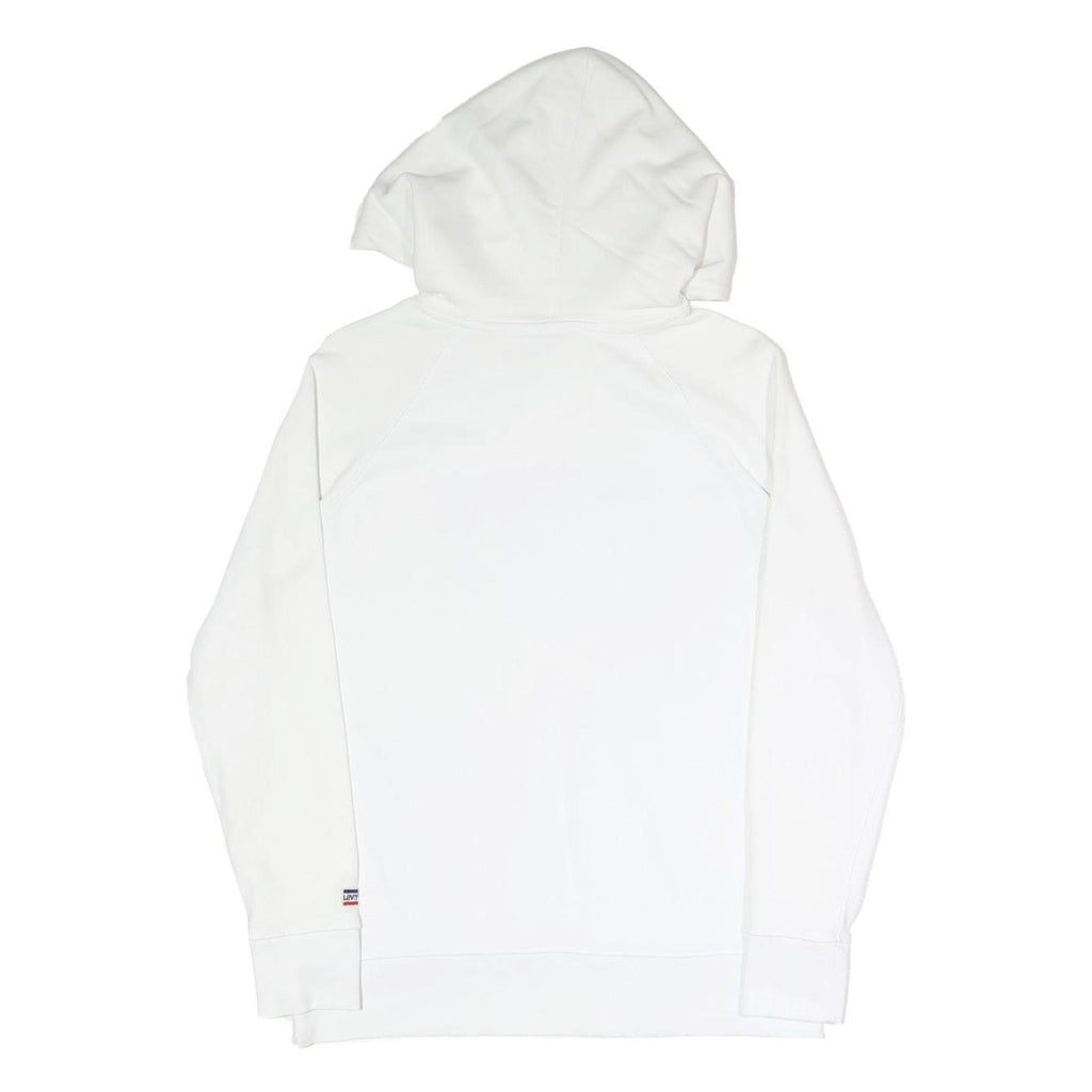 LEVI'S Mens White Pullover Hoodie S Cotton Blend Hooded Sweatshirt