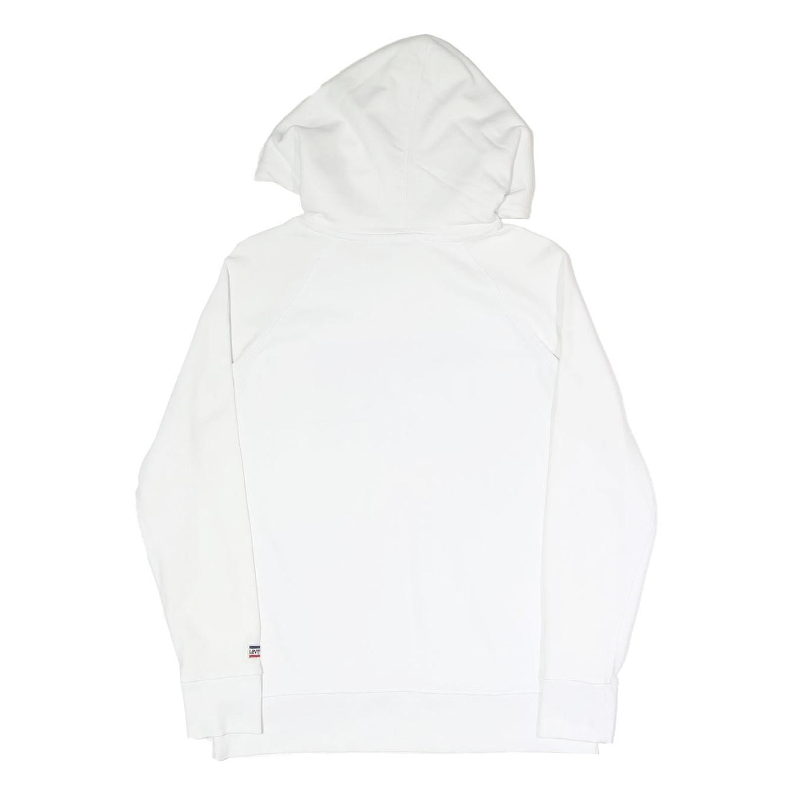 LEVI'S Mens White Pullover Hoodie S Cotton Blend Hooded Sweatshirt