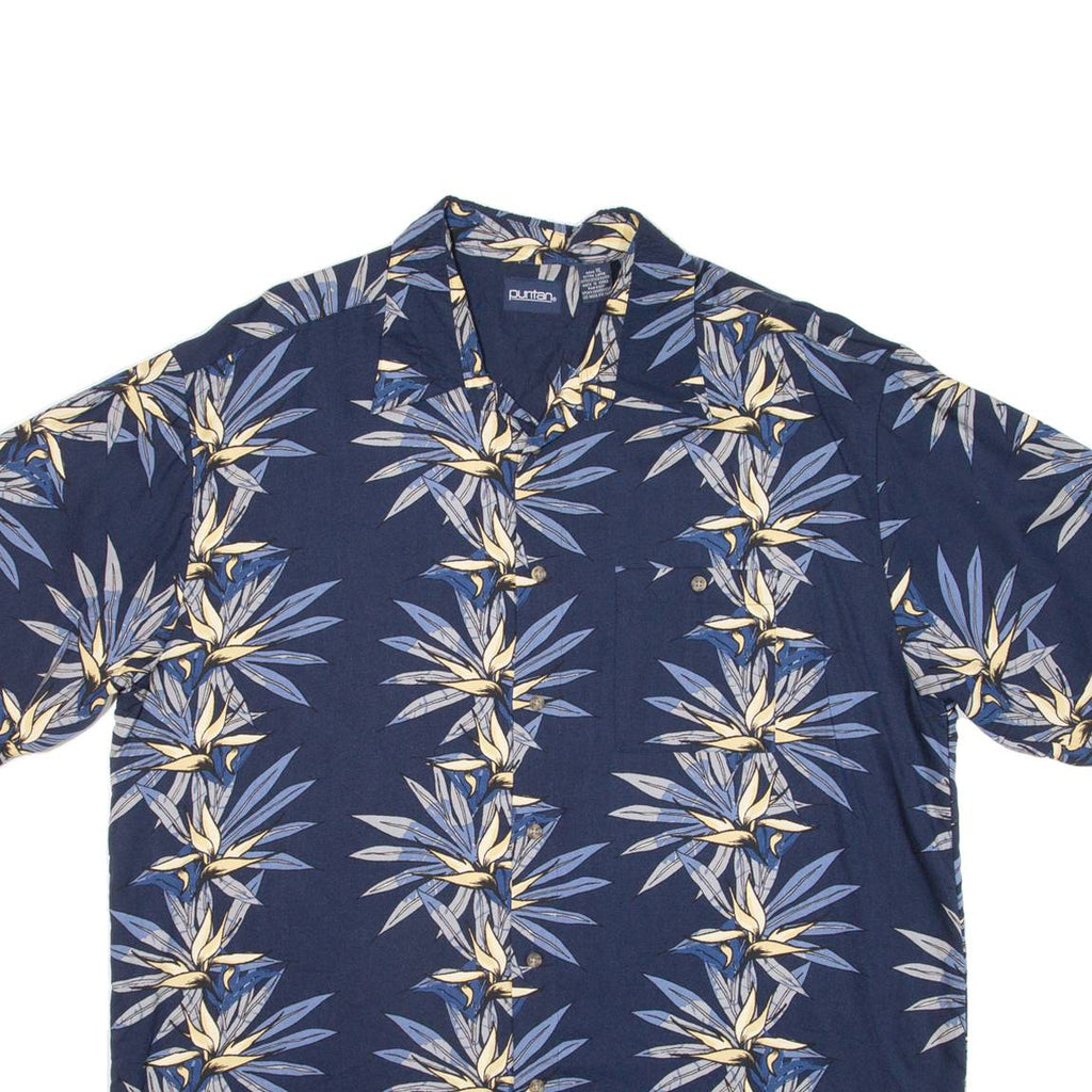 PURITAN Mens Hawaiian Shirt Blue Floral XL