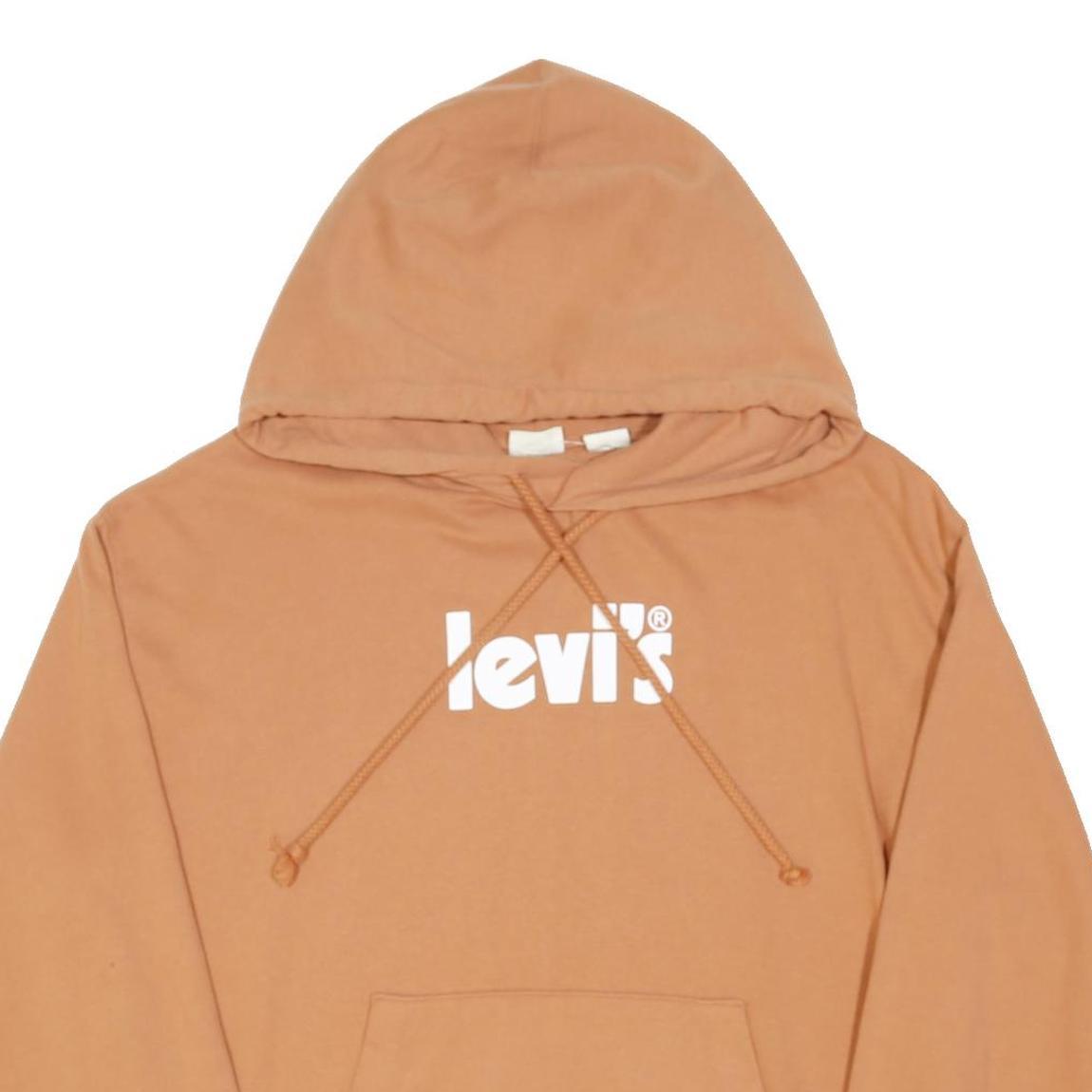 LEVI'S Womens Beige Pullover Hoodie L Cotton Blend Casual Sweatshirt