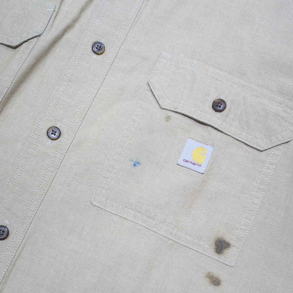 CARHARTT Mens Beige Workwear Shirt XL Cotton Blend Long Sleeve Button Down