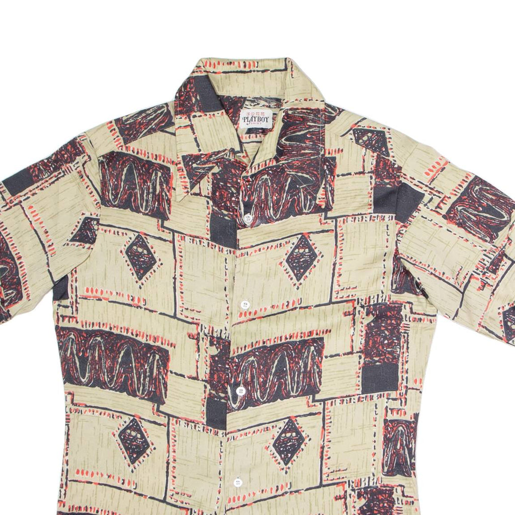 PLAYBOY Womens Shirt Brown Geometric S