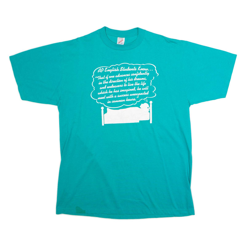 JERZEES AP English Students Quote Mens T-Shirt Green 90s USA XL