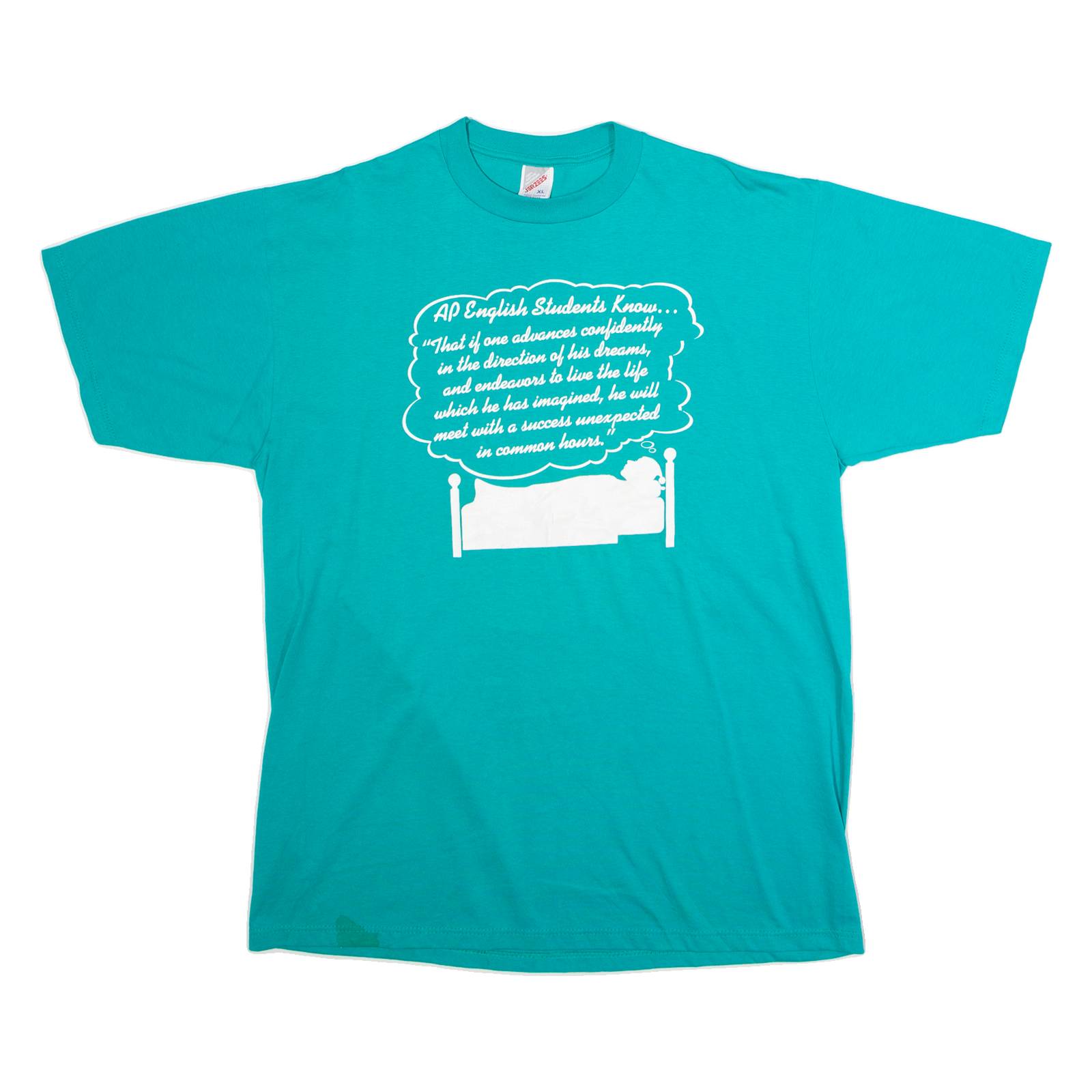 JERZEES AP English Students Quote Mens T-Shirt Green 90s USA XL