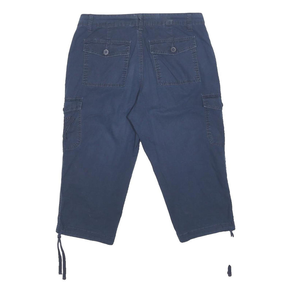 CLEO Capri Womens Navy Blue Casual Cargo Shorts M W31 Drawstring Pockets
