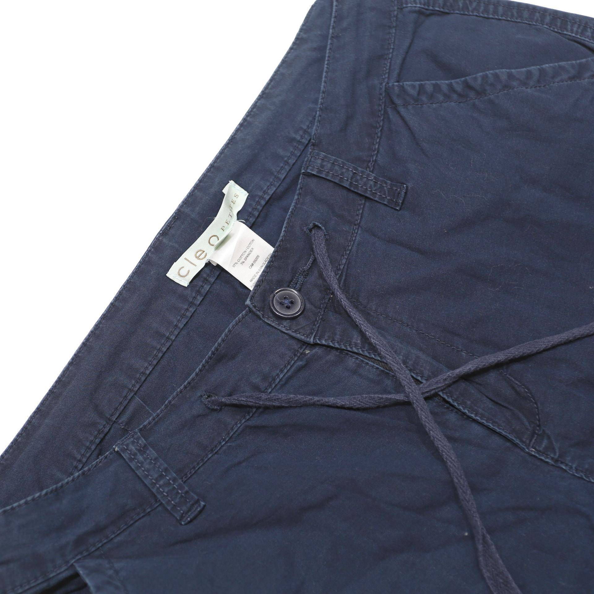 CLEO Capri Womens Navy Blue Casual Cargo Shorts M W31 Drawstring Pockets