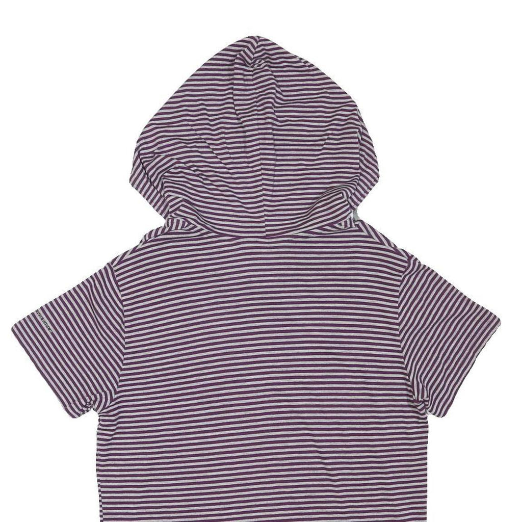 RIFLE Womens Purple & White Striped Short Sleeve Hoodie S Cotton Blend Casual