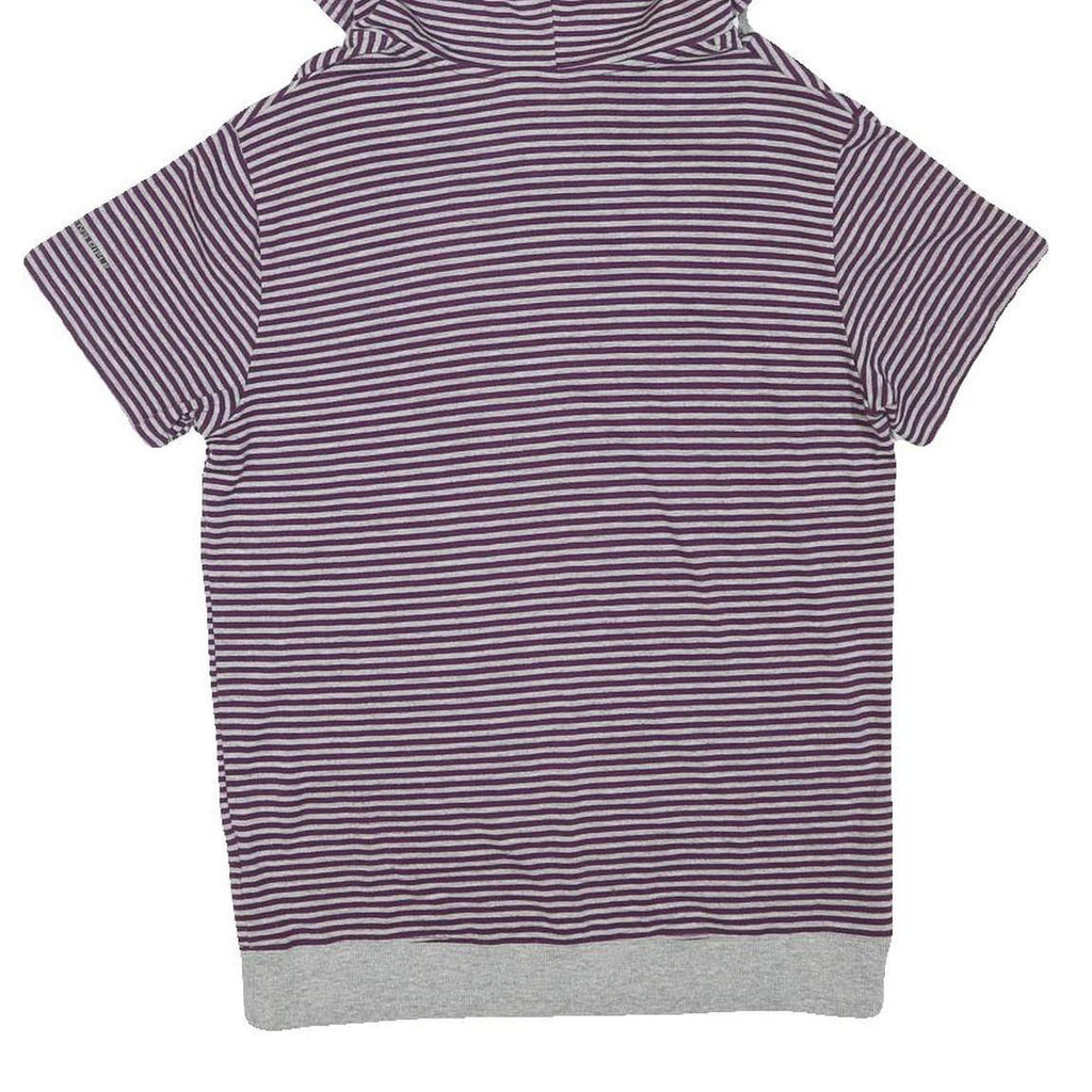RIFLE Womens Purple & White Striped Short Sleeve Hoodie S Cotton Blend Casual