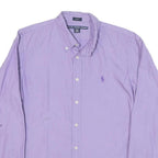 RALPH LAUREN Mens Purple Slim Fit Shirt S Cotton Blend Classic Button-Down