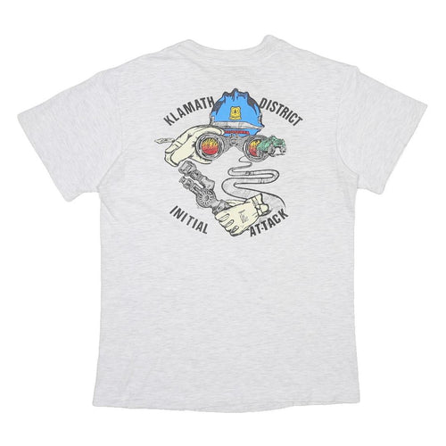 HANES Mens White Graphic T-Shirt S Short Sleeve Crew Neck Cotton Blend Casual
