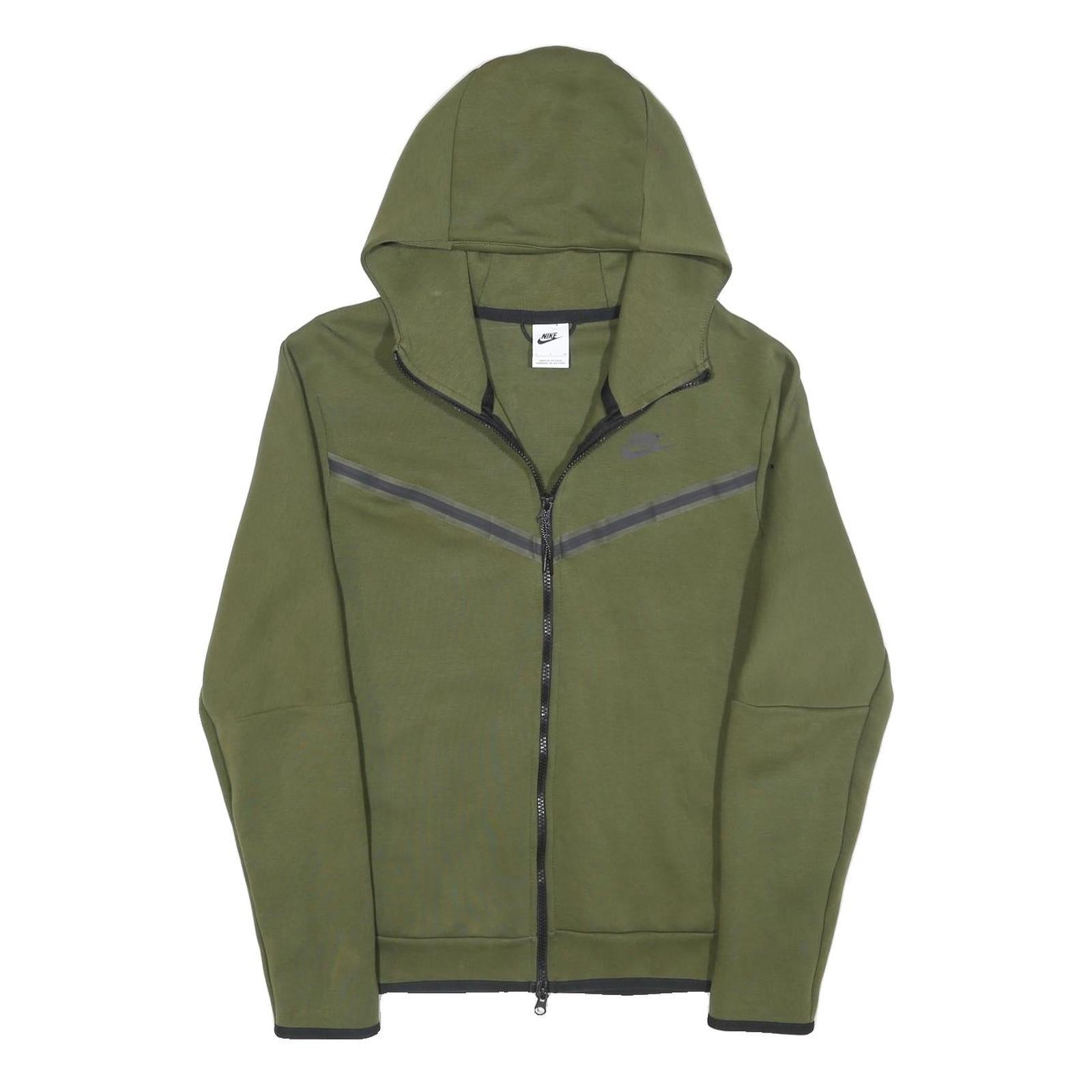 NIKE Mens Green Hoodie S Cotton Blend Full Zip Casual Sportswear