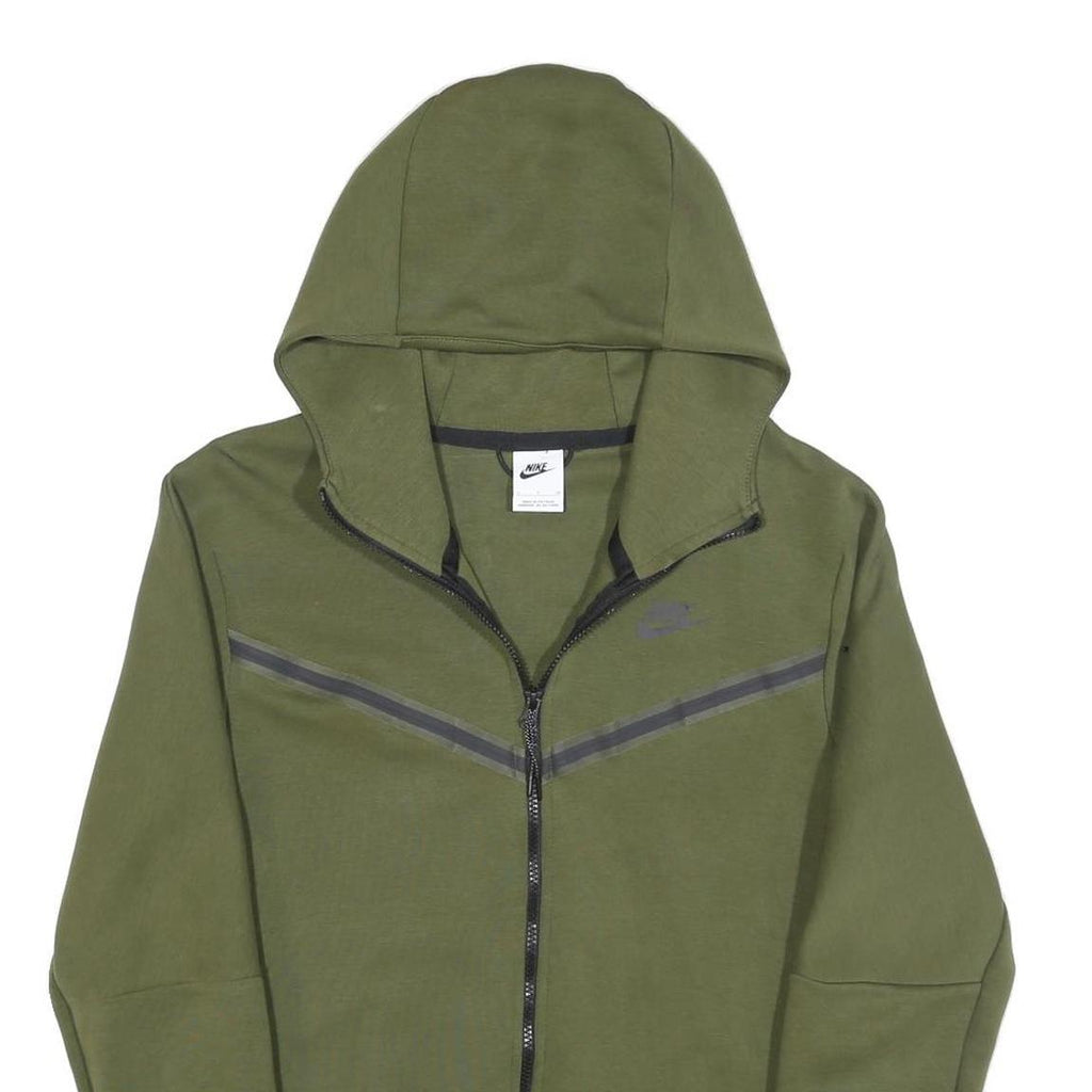 NIKE Mens Green Hoodie S Cotton Blend Full Zip Casual Sportswear