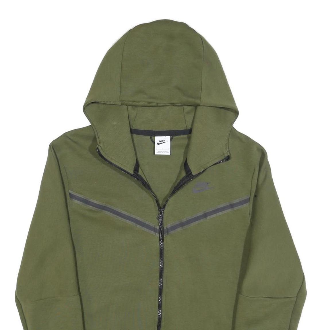 NIKE Mens Green Hoodie S Cotton Blend Full Zip Casual Sportswear