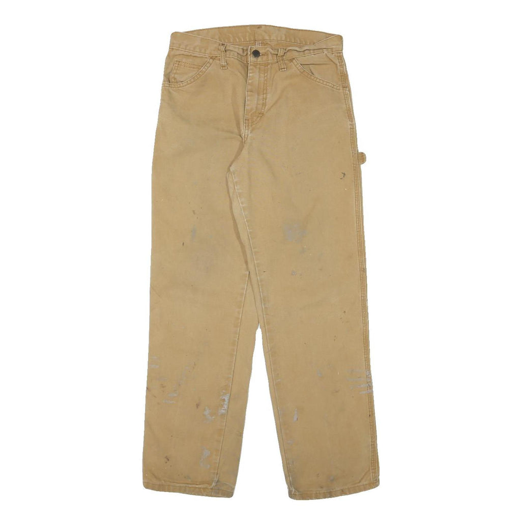 DICKIES Mens Cotton Blend Beige Regular Fit Straight Leg Trousers W28 L29
