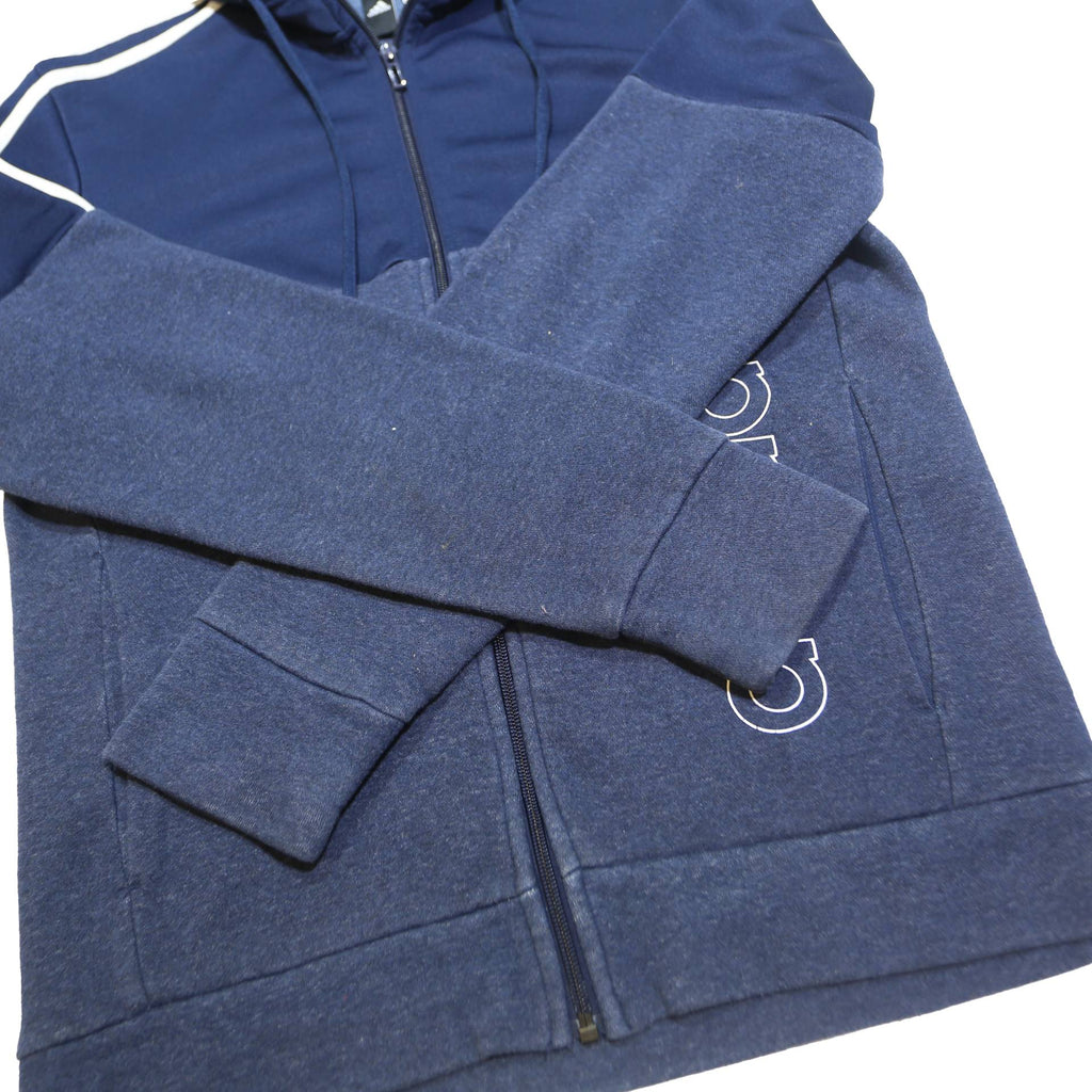 ADIDAS Mens Navy Blue Cotton Blend Zip Hoodie Jacket S Casual Sportswear