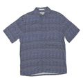 CAMPIA Mens Blue Pattern Shirt M Cotton Blend Casual Short Sleeve Button Shirt
